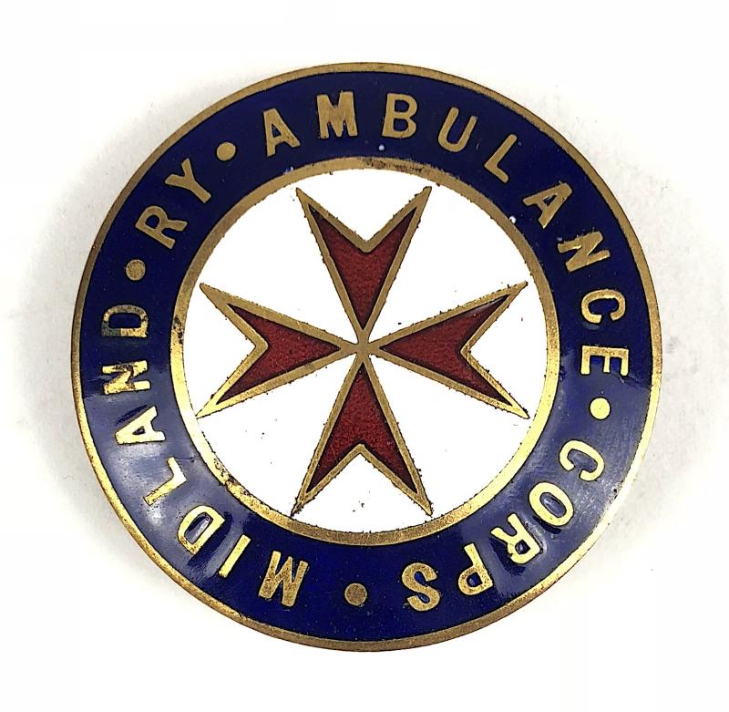Midland Railway Ambulance Corps Enamel Pin Badge by Wm Dowler & Sons