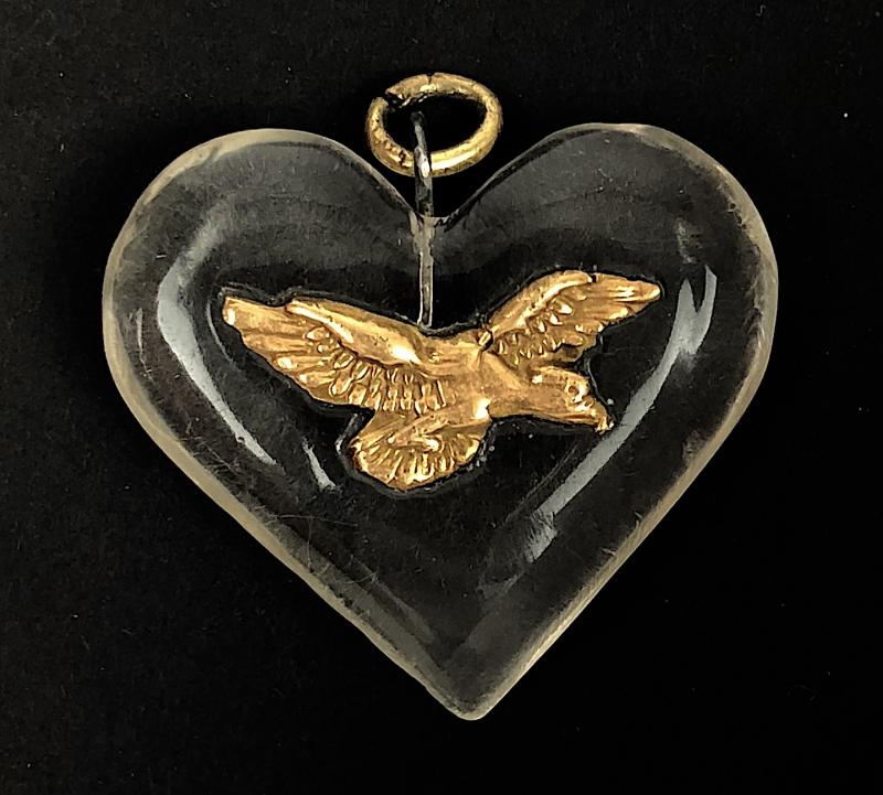WW2 Spitfire Fighter Plane salvaged perspex love heart symbol fundraising badge