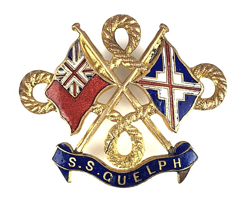 S.S. Guelph Union Castle Crossed Red Ensign Flag Badge