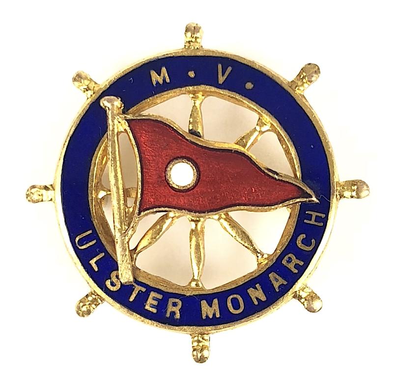 MV Ulster Monarch Belfast Steamship Company ships wheel badge