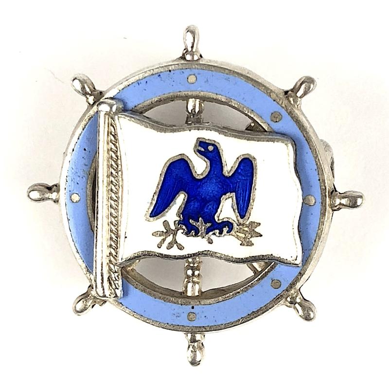 American Line 1910 hallmarked silver ships wheel badge by Michael Emanuel Southampton