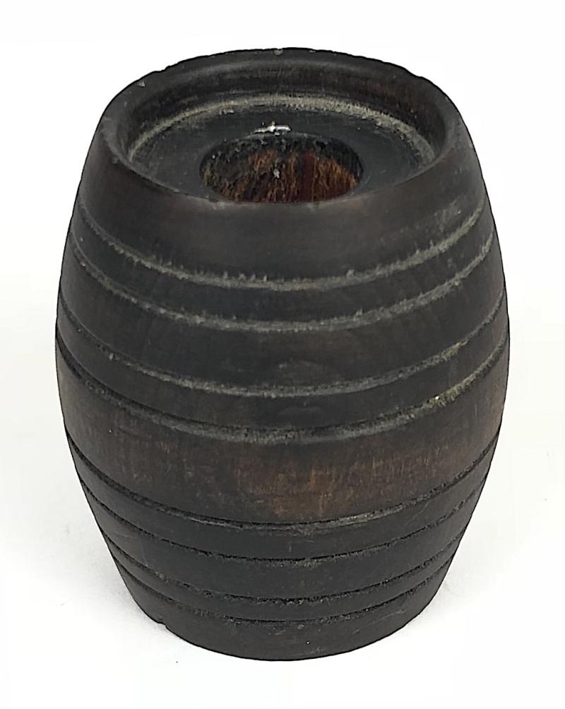 RMS Mauretania teakwood barrel candle stick reclaimed from the Cunard-White Star Line Ship 1907-1934