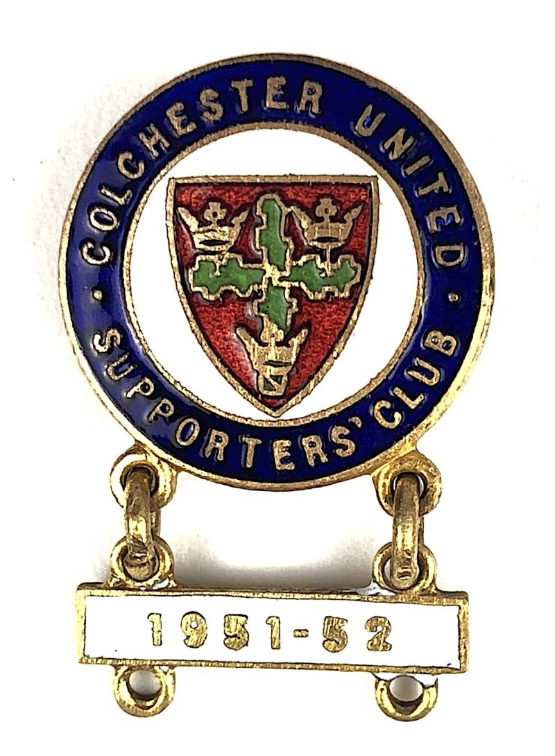 Colchester United football supporters club badge circa 1950's