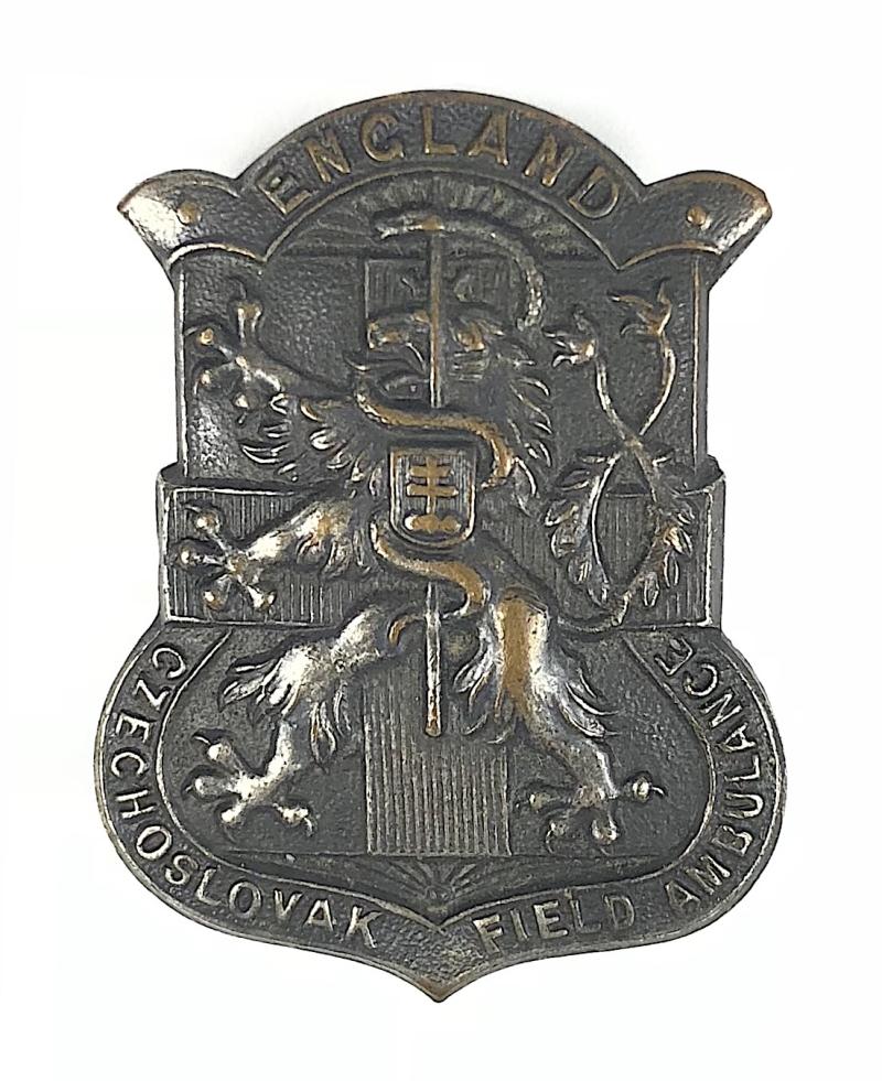 WW2 Free Czechoslovak Field Ambulance England badge H.W. Miller