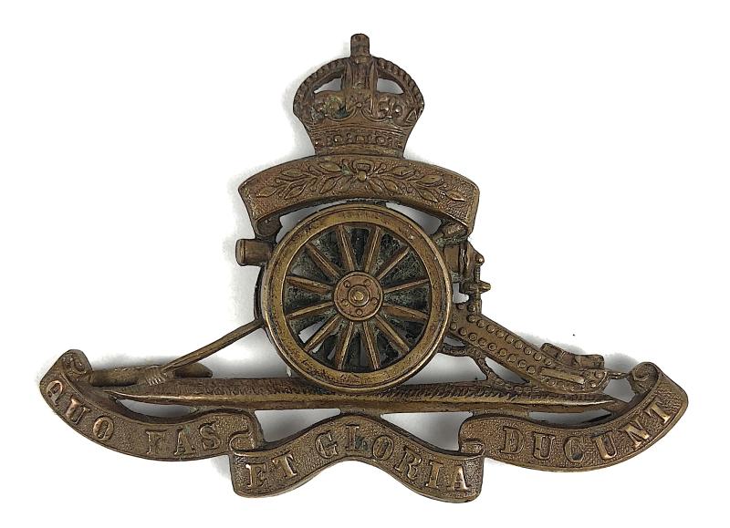 WW1 Royal Artillery Territorial Officer bronzed cap badge 1908 - 1917