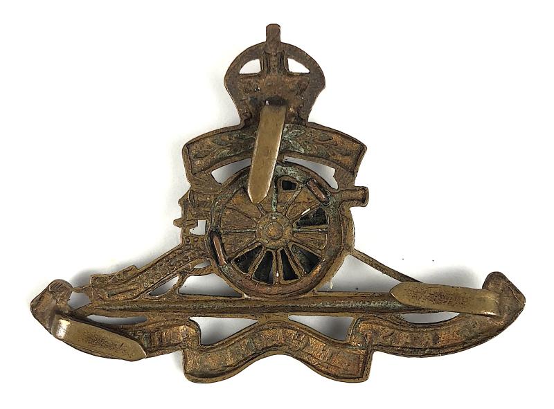 WW1 Royal Artillery Territorial Officer bronzed cap badge 1908 - 1917