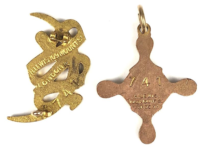 1904 Lingfield Park Racecourse Edwardian horse racing club pair of badges cord & pin ABSENT