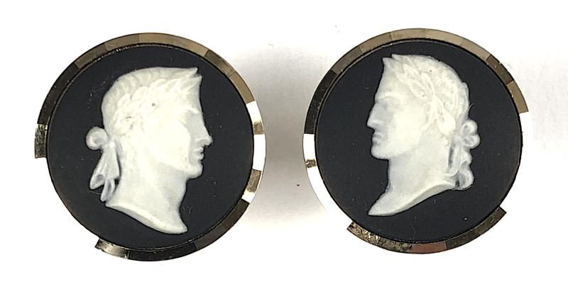 Julius Caesar Statesman, Vespasian Roman Emperor, Black Basalt Cufflinks