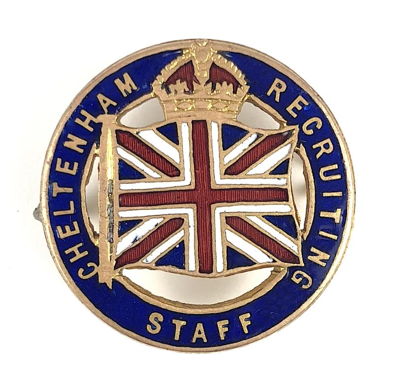 WW1 Cheltenham Recruiting Staff Union Jack Official Badge