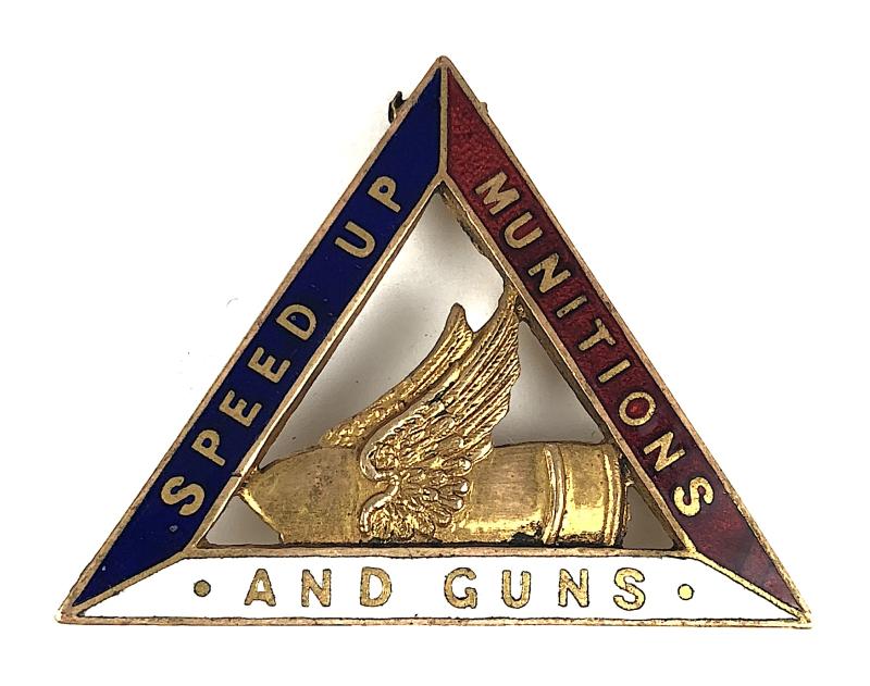 WW1 Speed Up Munitions and Guns Woman Worker Pin Badge