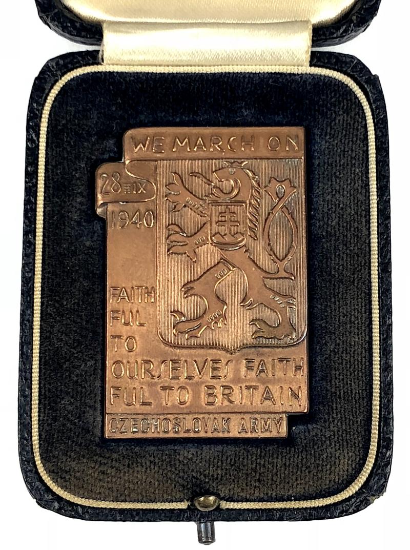 Czechoslovak Army Plaque 1940 Fitted Cased Award Badge H.W.Miller Ltd