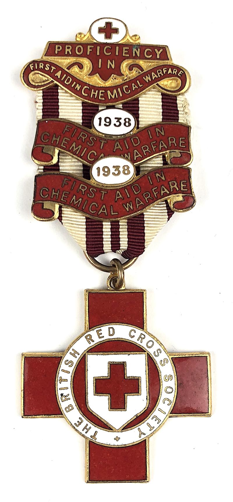 British Red Cross Society Proficiency First Aid Chemical Warfare Medal 1938 Clasps