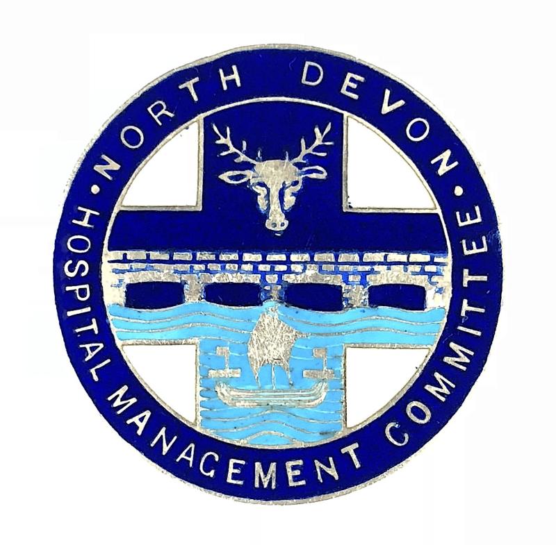 North Devon Hospital Management Committee silver & enamel badge