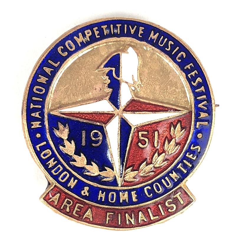 1951 National Competitive Music Festival London & Home Counties Area Finalist Badge
