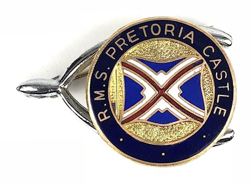 RMS Pretoria Castle Union-Castle Ships House Flag Lucky Wishbone Badge
