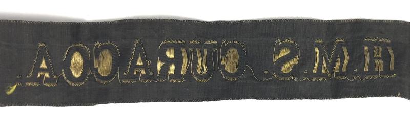 Royal Navy HMS Curacoa cap tally silk ribbon badge 1942 Sunk by RMS Queen Mary
