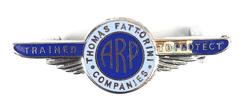 WW2 Thomas Fattorini Companies ARP air raid precautions badge