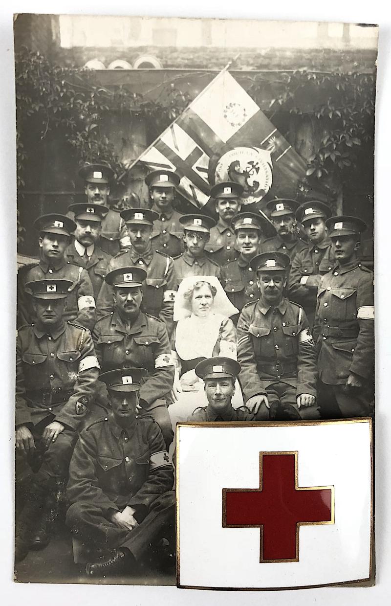 WW1 British Red Cross & Order of St John overseas service numbered cap badge
