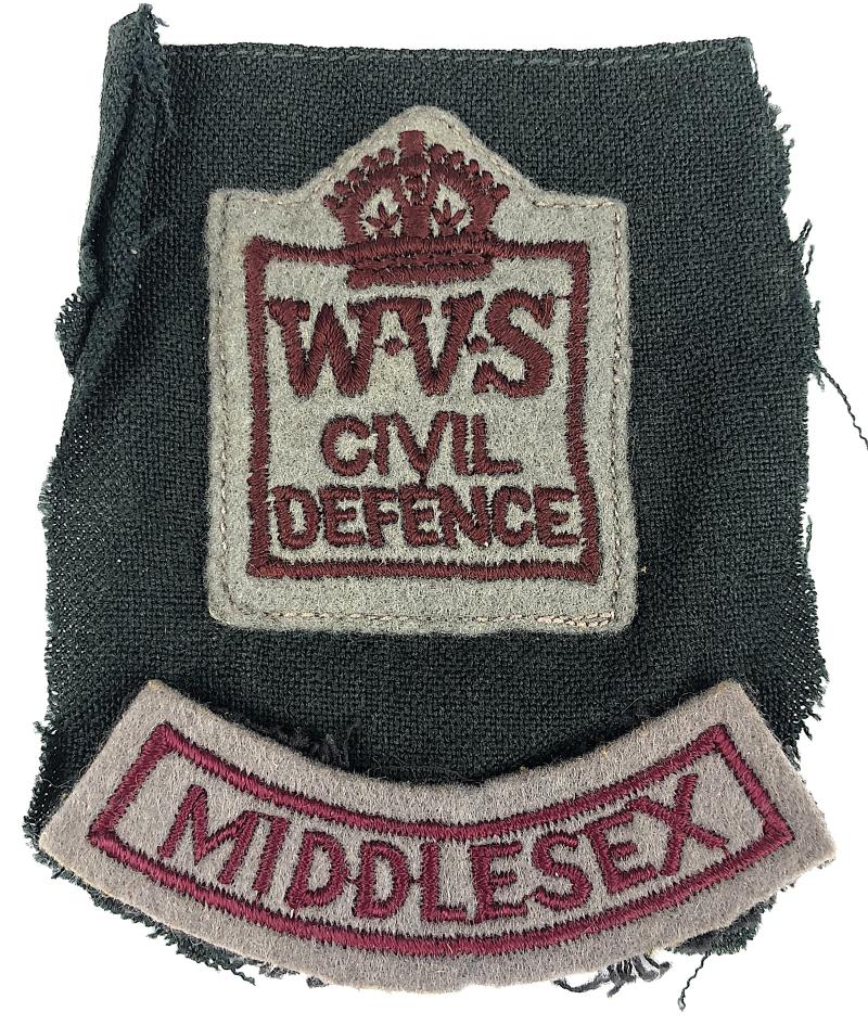 Womens Voluntary Service WVS Civil Defence Middlesex cloth badges