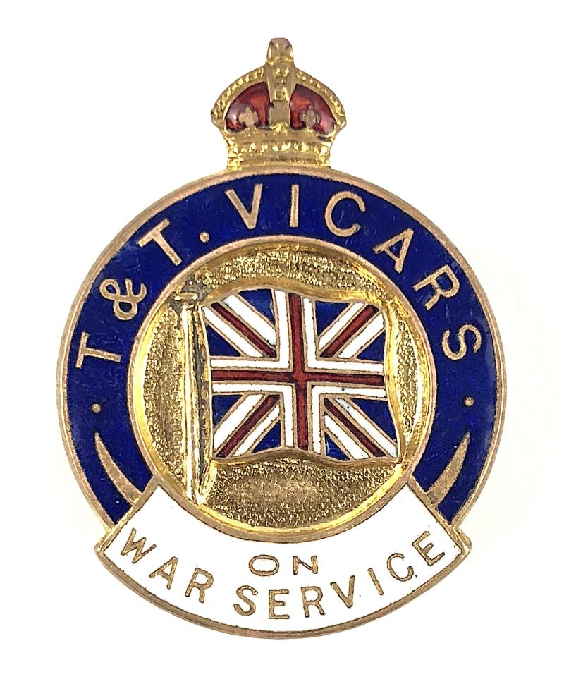 T. and T. Vicars On War Service Badge Earlestown Newton-le-Willows Lancs