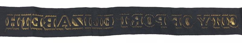 Ellerman Lines City of Port Elizabeth Cap Tally Ribbon Length 107mm.