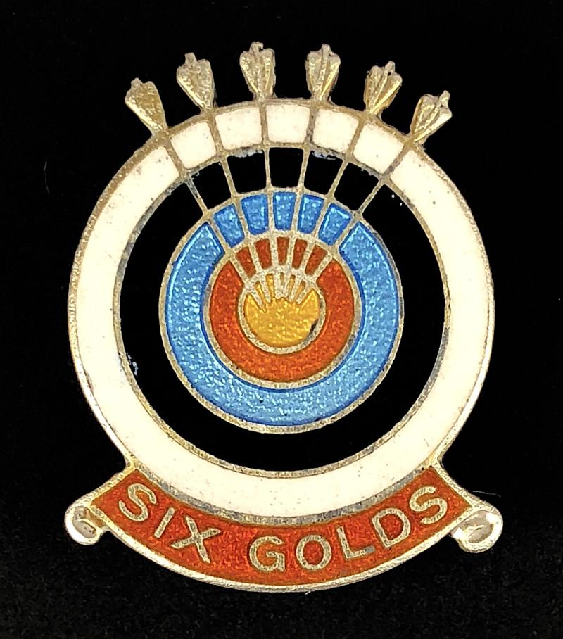 Six Gold End Archery Tournament 1958 silver award badge