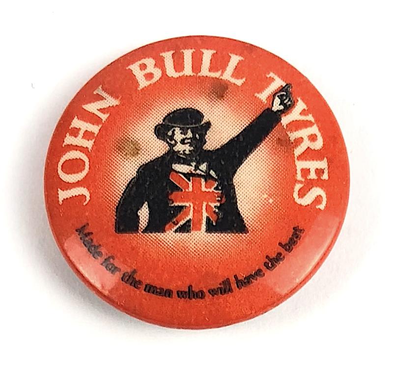 John Bull Tyres tin button advertising badge Leicester