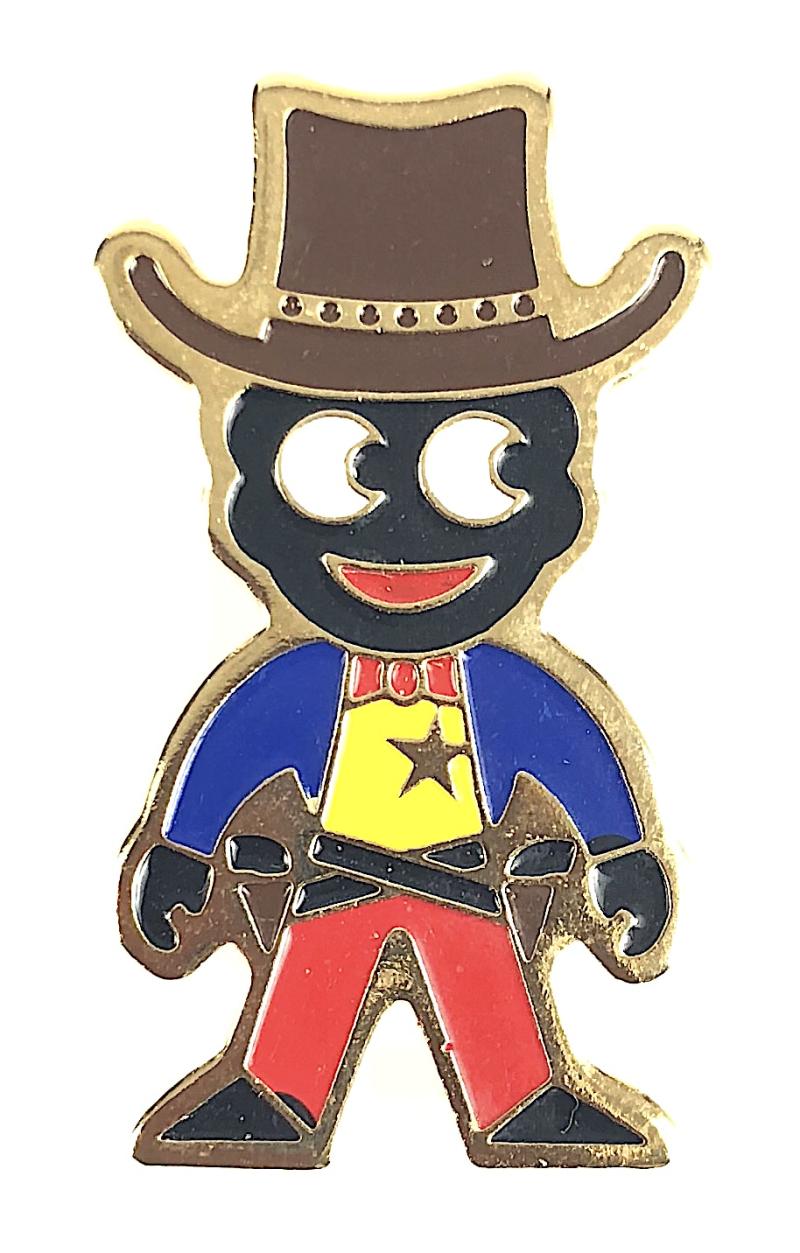 Robertsons 1980 Golly Cowboy advertising badge closed circles