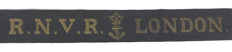 Royal Naval Volunteer Reserve RNVR London cap tally ribbon badge Length approx 110mm.