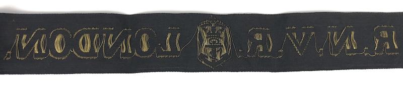 Royal Naval Volunteer Reserve RNVR London cap tally ribbon badge Length approx 110mm.