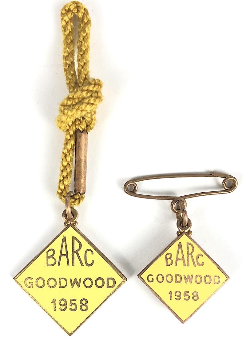 1958 British Automobile Racing Club BARC Goodwood pair of badges