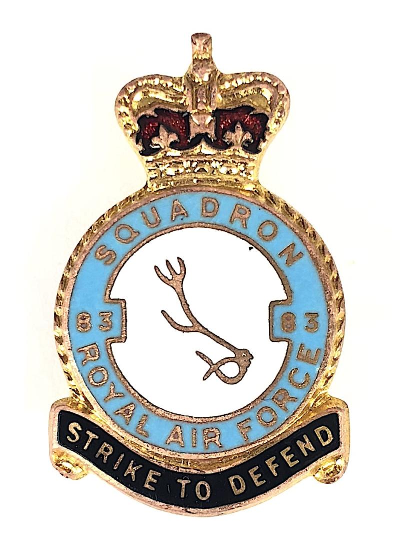 RAF No 83 Bomber Squadron Royal Air Force badge by H.W.Miller Ltd