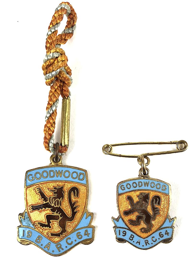 1964 British Automobile Racing Club BARC Goodwood pair of badges