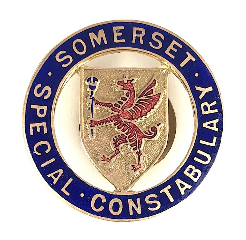 Somerset Special Constabulary Red Enamel Wyvern Shield Badge