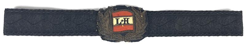 Lamport & Holt Shipping Line Edwardian Officers Gold Bullion Cap Badge & Silk Band