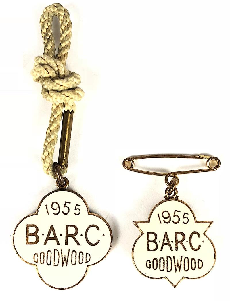 British Automobile Racing Club 1955 BARC Goodwood pair of badges