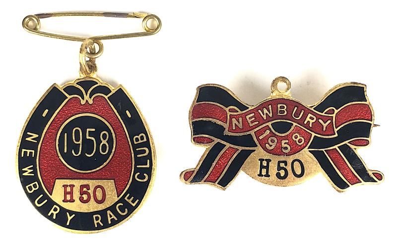 1958 Newbury Racecourse horse racing club Honorary pair of No H50 badges