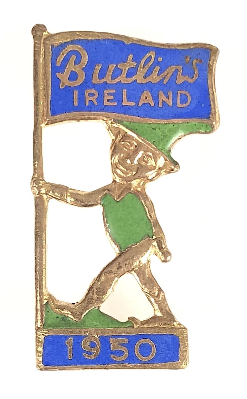 Butlins 1950 Mosney Ireland holiday camp green leprechaun badge