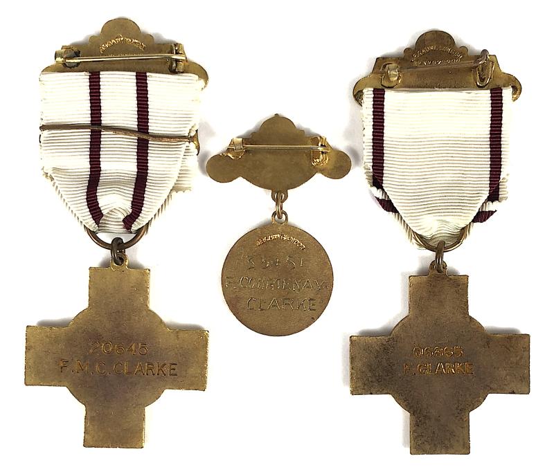 WW2 British Red Cross Society County of Hertfordshire badge & medals pair