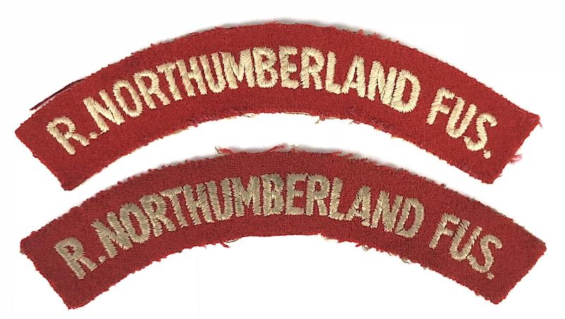 Royal Northumberland Fusiliers cloth embroidered shoulder title badges