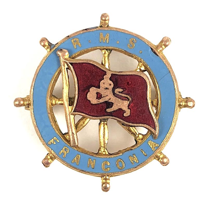 RMS Franconia Cunard Shipping Line ships wheel pin badge