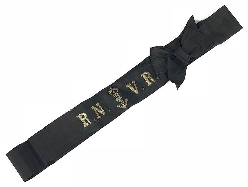 WW1 Royal Naval Volunteer Reserve RNVR cap tally ribbon tied in a bow