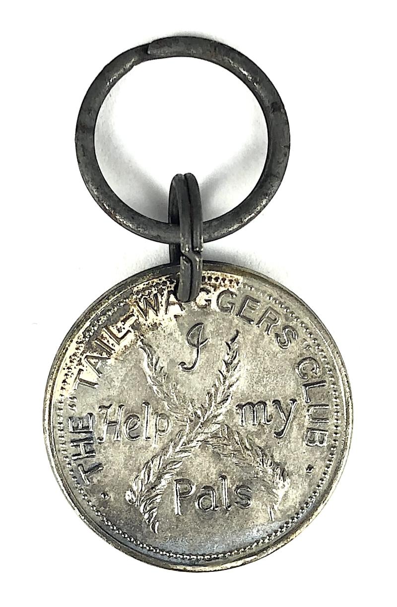 Tail Waggers Club dog collar identification disc membership badge