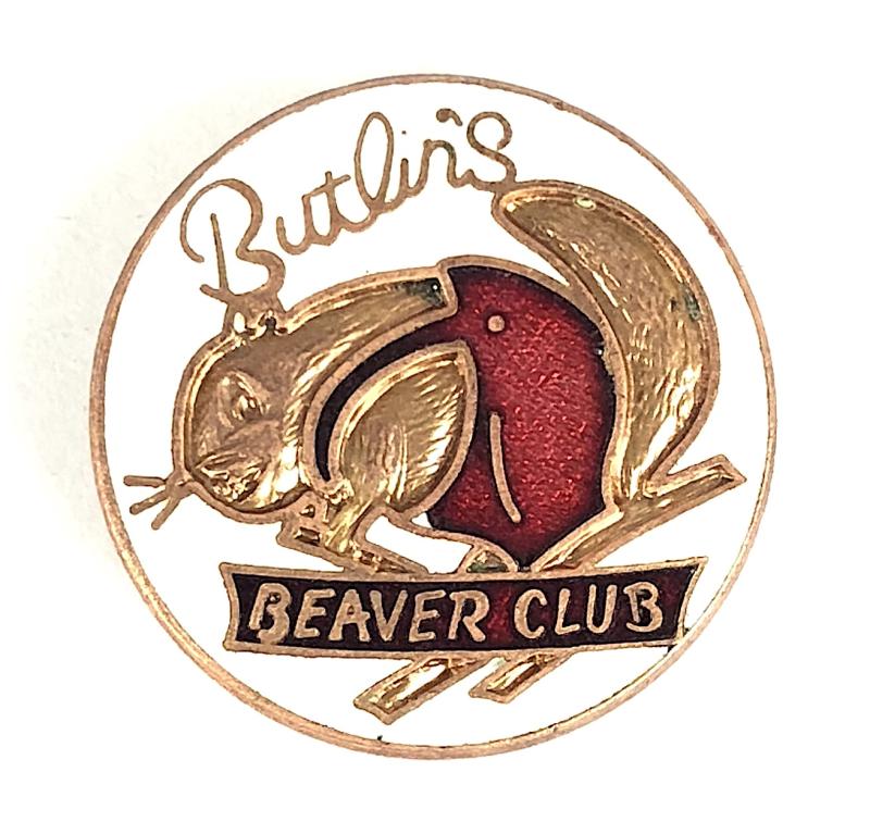 Butlins Holiday Camp Gold Beaver Club Enamel Badge