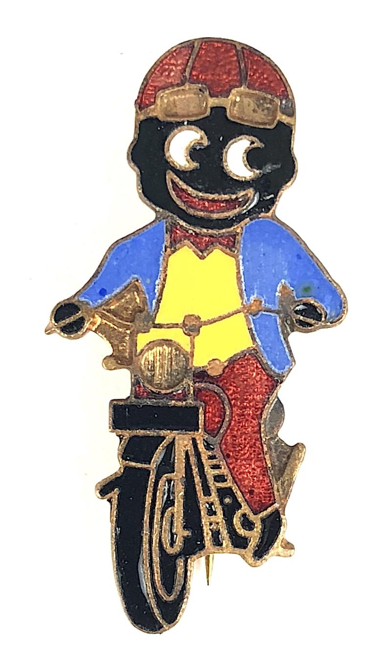 Robertsons 1970s Golly motorcyclist advertising badge