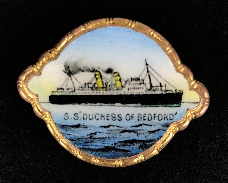 S.S. Duchess of Bedford Canadian Pacific Steamships gilt & enamel picture badge
