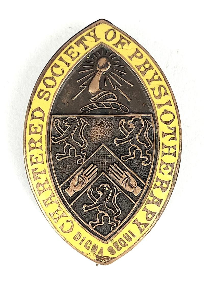 Chartered Society of Physiotherapy qualification numbered badge