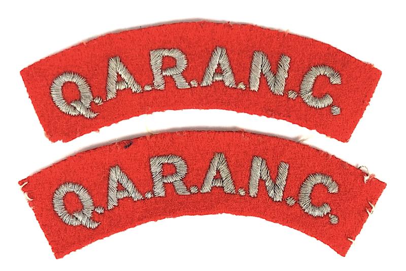QARANC Queen Alexandra's Royal Army Nursing Corps pair of shoulder title badges