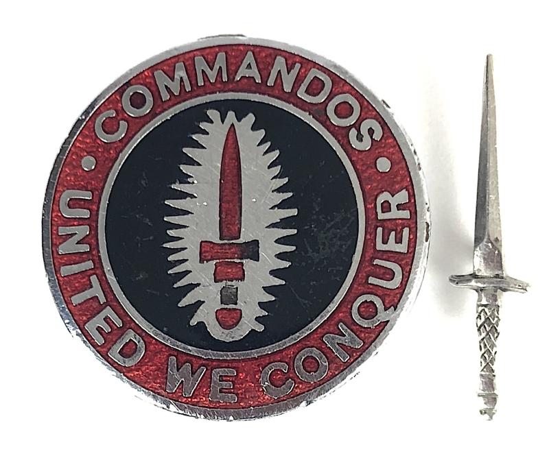 Commandos United We Conquer 4822 badge with F/S fighting knife stick pin