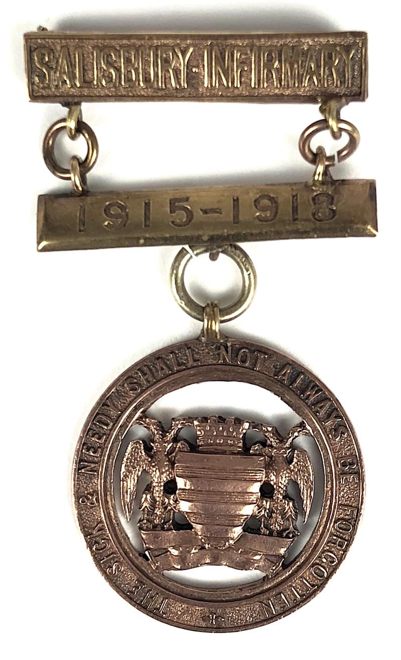 WW1 Salisbury Infirmary bronze hospital 1915 - 1918 war service badge Wiltshire